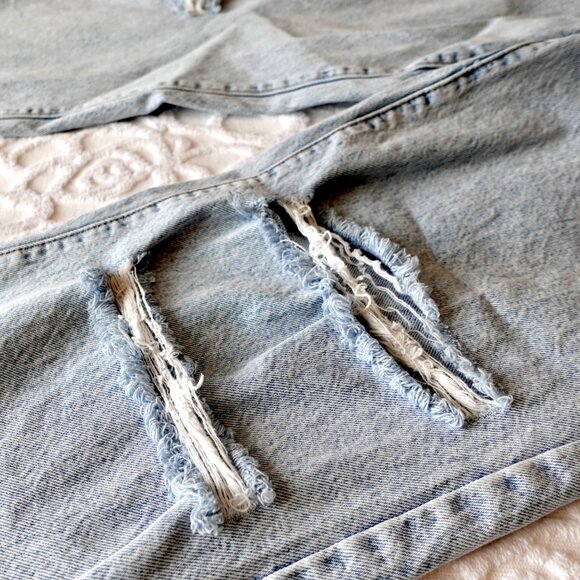 Bershka 90s Wide Leg Jean with Rips in Bleach Blue Wash (Size 38EU/7US) - Picture 5 of 10